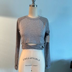 Zella Infinity Ombré Crop Tee in size Large, Grey Graphite color